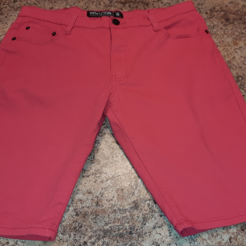 Mens Red Demolition Shorts Size 38